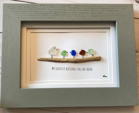 FRAMED Sea Glass Art Picture. Customize and Personalize to Create a Unique  One of a Kind Gift for Any Occasion Such as Wedding, Baby, Etc 