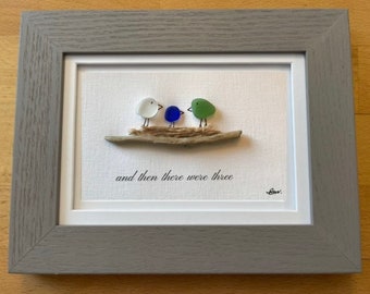 FRAMED Sea Glass Art Picture. Customize and personalize to create a unique one of a kind gift for any occasion such as wedding, baby, etc