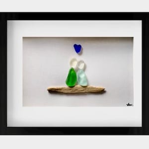 Arte in vetro di mare – Arte in vetro di mare con cornice – Decorazione fatta a mano per la casa sulla spiaggia