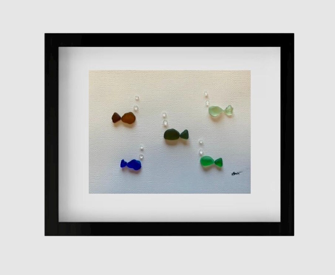 Picture of Custom Sea Glass Art | Coastal Decor | Framed Ocean Gift for Wedding ...
