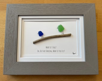 FRAMED Sea Glass Art Picture. Customize and personalize to create a unique one of a kind gift for any occasion such as wedding, baby, etc