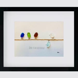 Arte de vidrio marino – Arte de vidrio marino enmarcado – Decoración de casa de playa hecha a mano