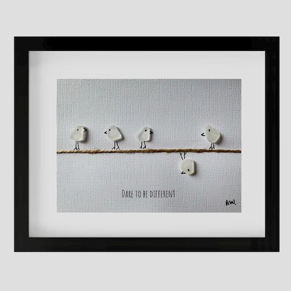 Sea Glass Art – Framed Sea Glass Art – Handmade Beach House Decor