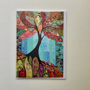 Unity Tree Blank Greeting Card Boho Bahia Unity in Diversity Oneness 7 x 5 ins