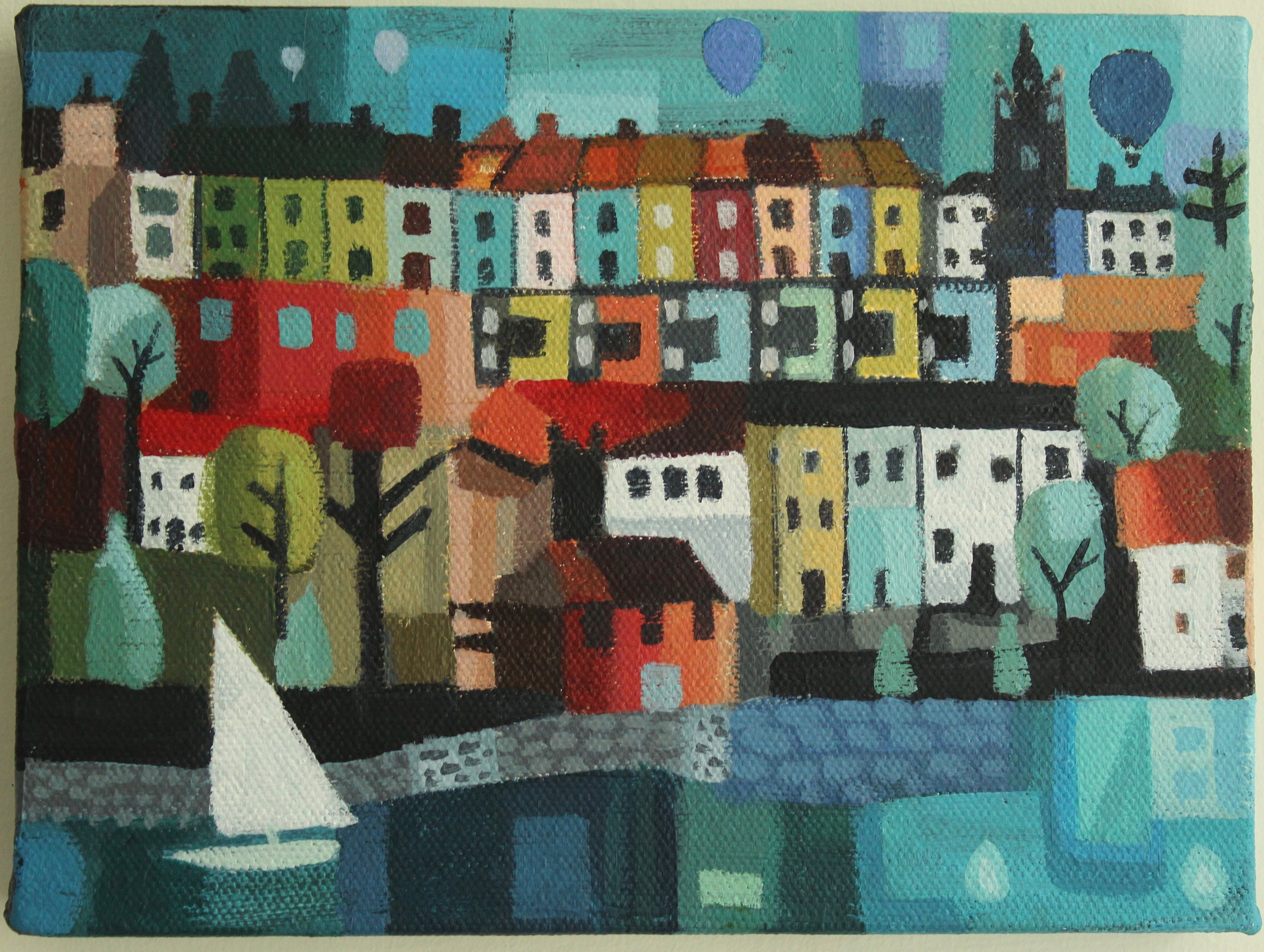 Bristol Harbour Original Canvas Painting Acrylics Abstract Etsy