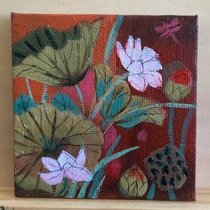 Mini Leinwand Blumenbild Original Acryl handgemalt.