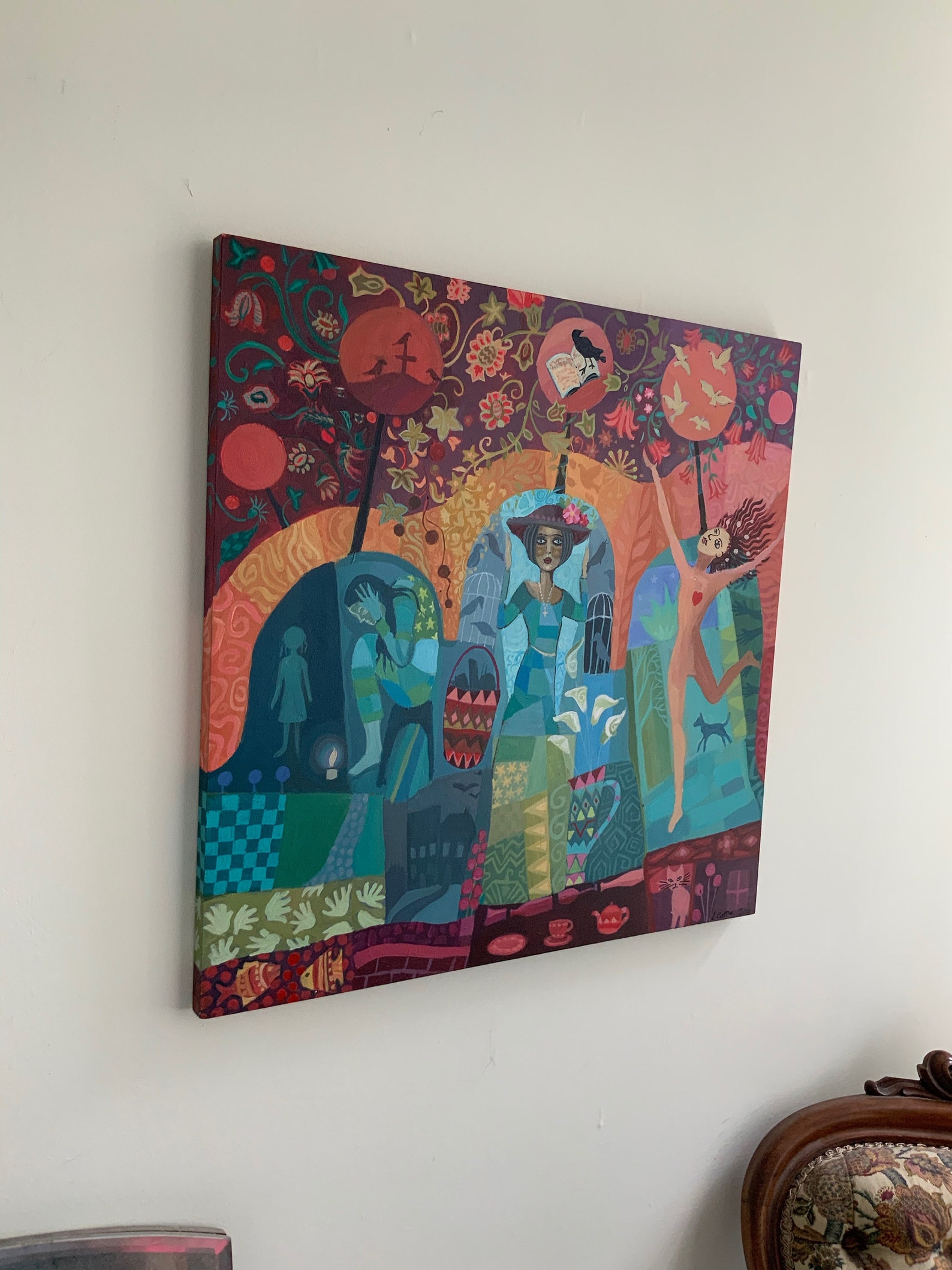 Original Acrylic Painting on Cradled Wooden Panel 'finding Etsy