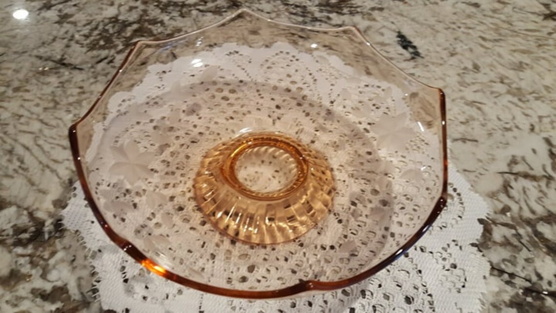 Pink Glass Pedestal Bowl Etsy