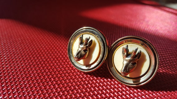 Swank Giraffe Head Cuff Links and Tie Clip - image 4