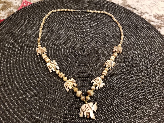 Elephant Wood Bead Necklace - image 1