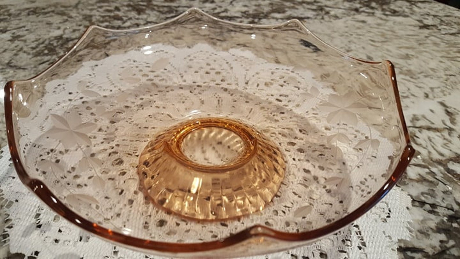 Pink Glass Pedestal Bowl Etsy