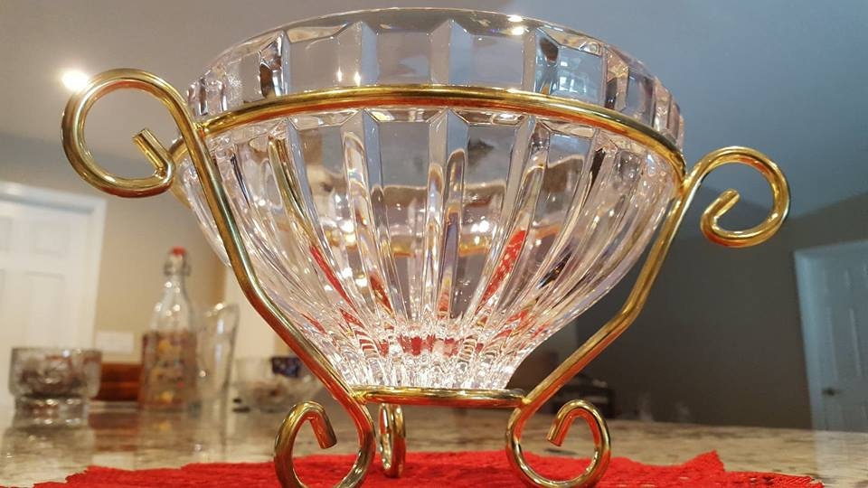 Cut Glass Bowl on Stand Etsy