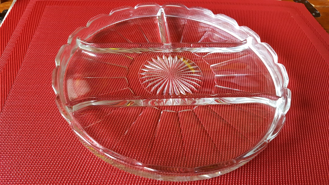 Glass Divided Serving Tray Etsy