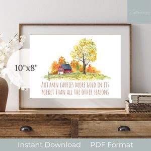 Autumn Landscape Digital Print, Fall Wall Art, Autumn Farmhouse Decor, Autumn Quote Wall Art, Farmhouse Printable, Fall Rustic Decor