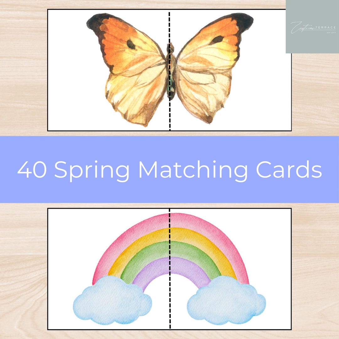 Preschool Matching Spring Patterns Spring Matching Cards, Montessori Preschool Spring Activity, Toddler ...