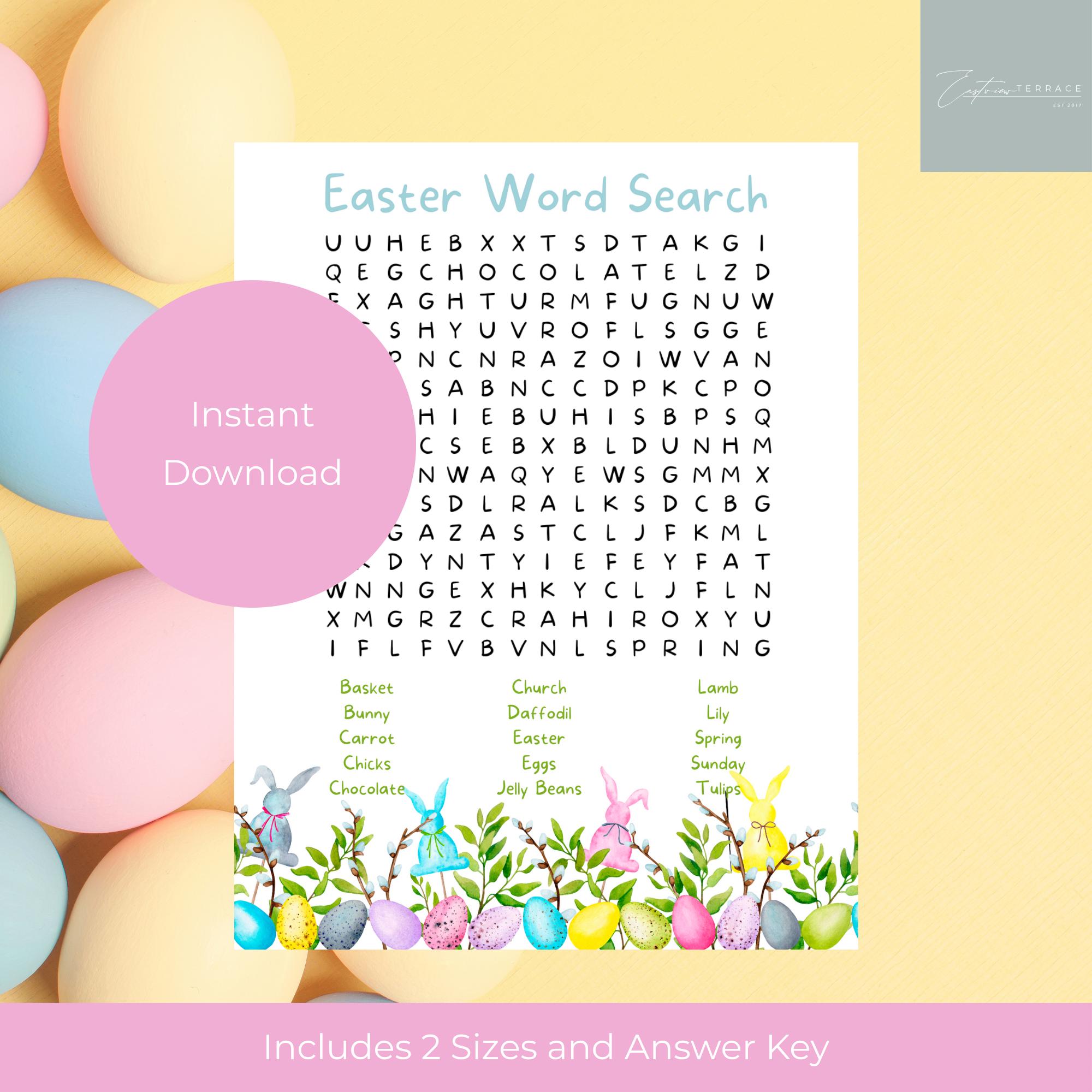 Easter Word Search Printable, Kids Activity Page, Holiday Game - Etsy