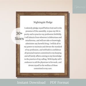 Nightingale Pledge Print, Nurse Gift, Florence Nightingale Quote
