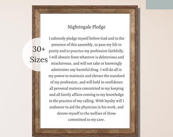 Nightingale Pledge Print, Nurse Gift, Florence Nightingale Quote