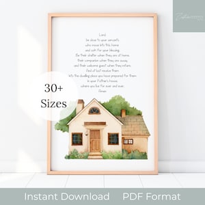 Quadro de oração para casa nova, presente de boas-vindas para proprietário cristão, download digital instantâneo, placa em PDF para impressão.
