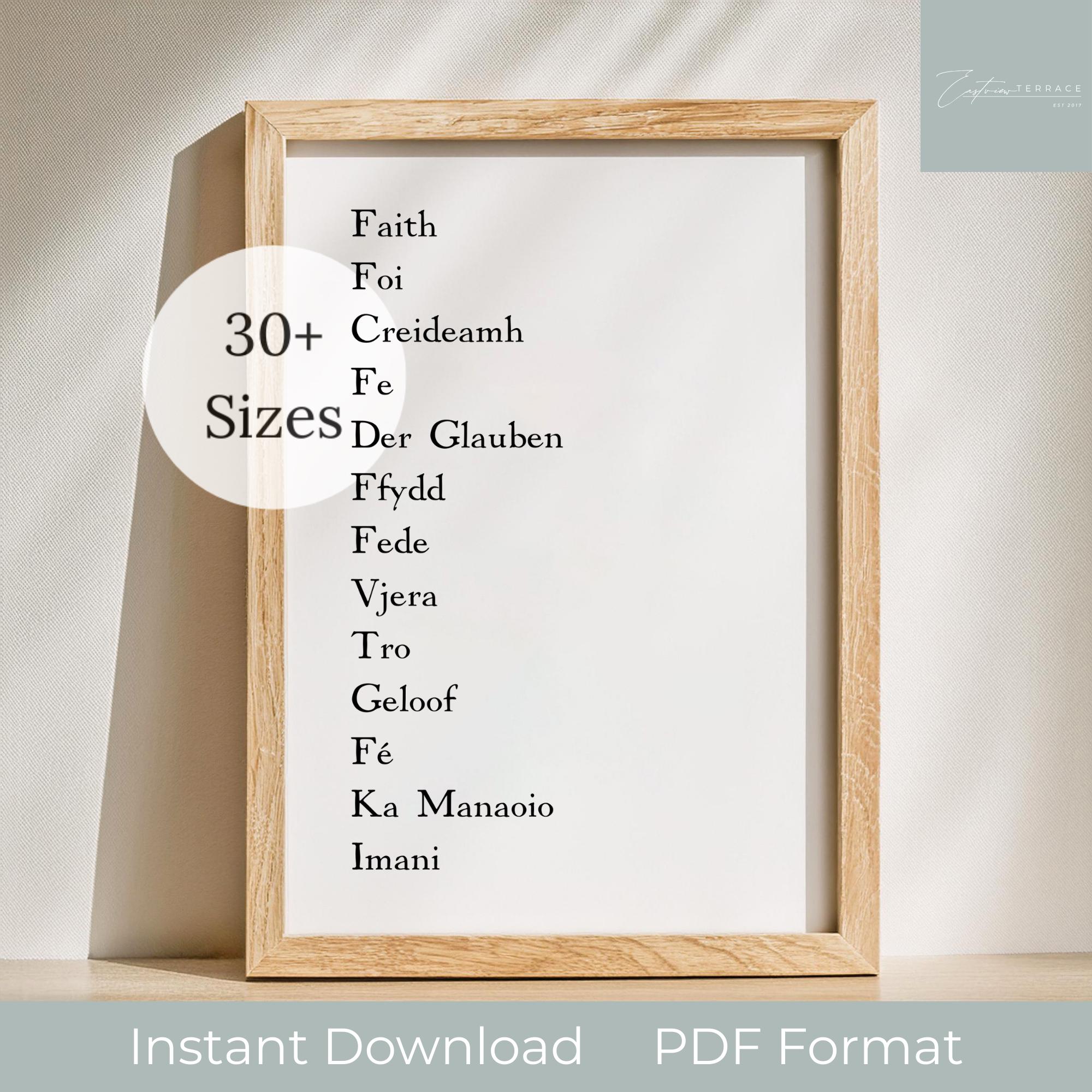 Faith Different Languages, Translation Wall Art
