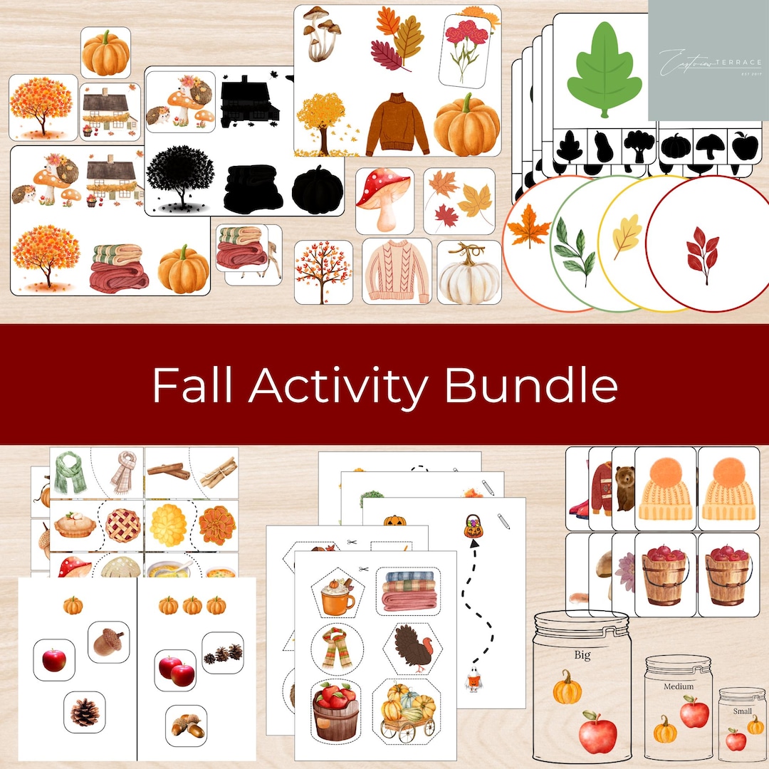 Fall Montessori Activity Bundle: Color Sorting, Matching, Tracing, and ...