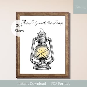Florence Nightingale Print, Lady with the Lamp, Nurse Gift