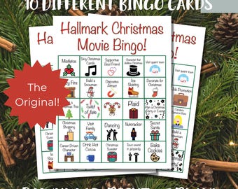 Hallmark kerstfilmbingospel, familiespelavond afdrukbaar