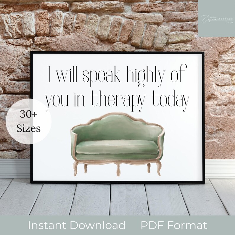 Therapist Office Decor Funny Print, Mental Health Gift, Counselor Wall Art, Instant Download image 1