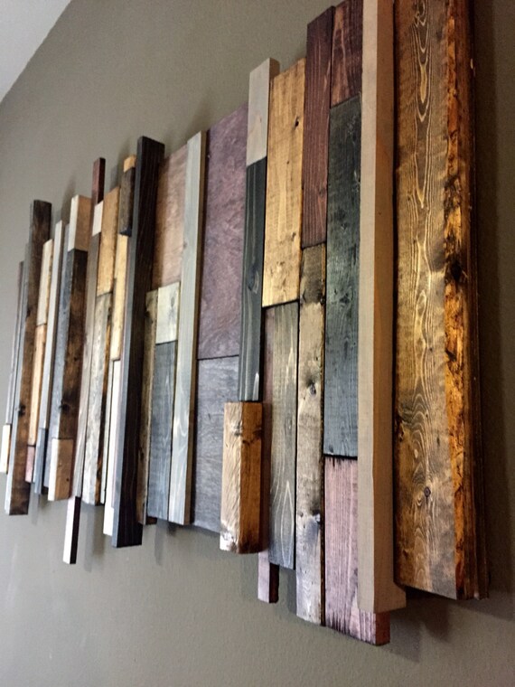 Items similar to Reclaimed Wood Wall Art MultiStain on Etsy