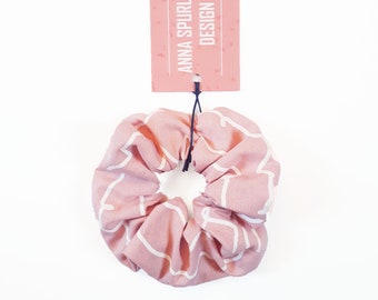 Cute Pink Screen Printed Patterned Hair Scrunchie