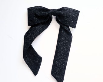 Black glitter hair bow