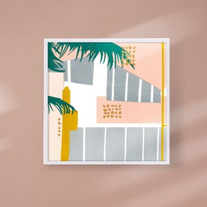 20x20 cm 'Ocean Palm' Art Deco Miami inspired Giclee art print / wall art image 2