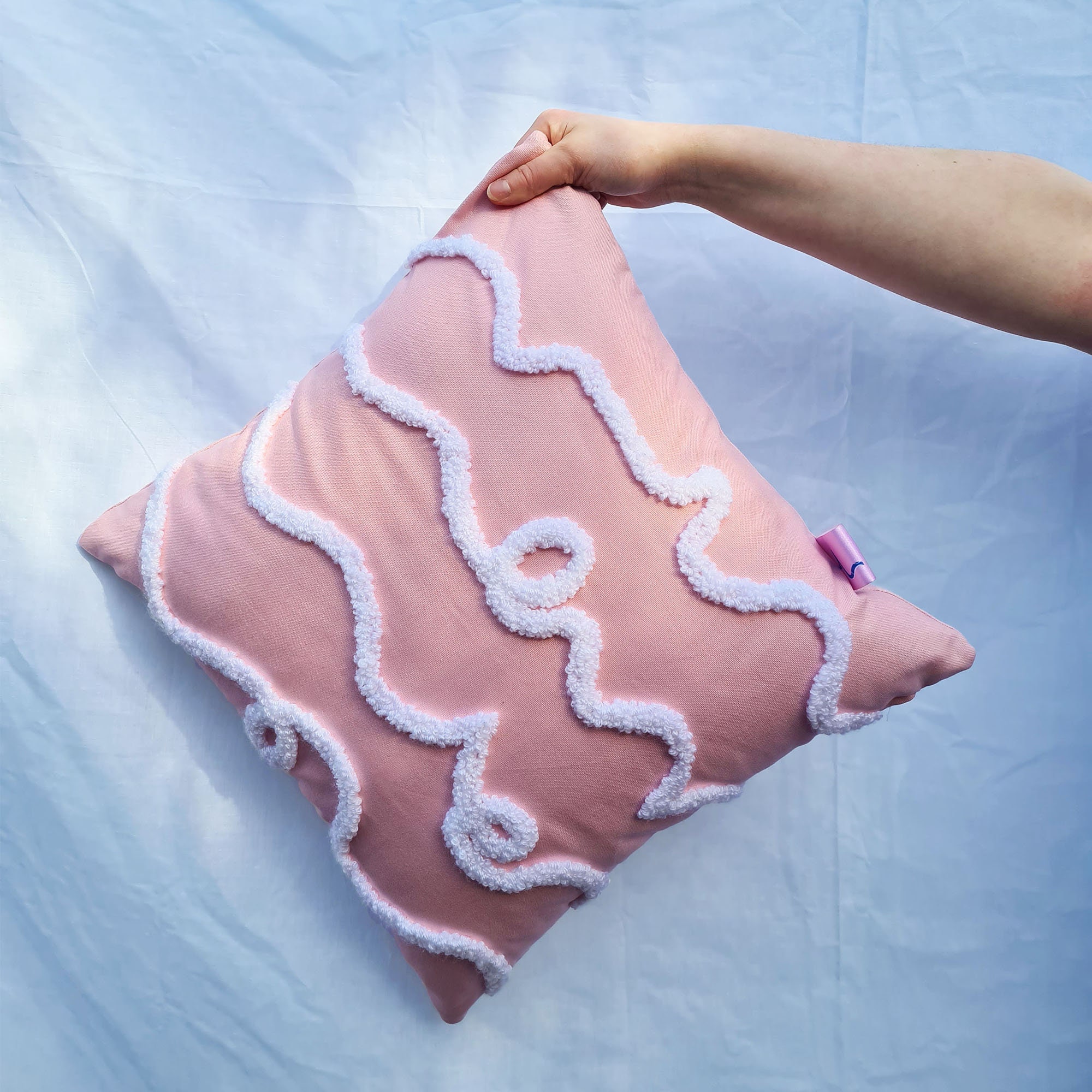 Pink Cotton Punch Needle Tufted Cushion Etsy