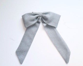 Silver grey hair bow