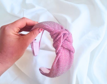 Baby pink sparkle knot headband