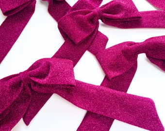 Magenta pink sparkle hair bow