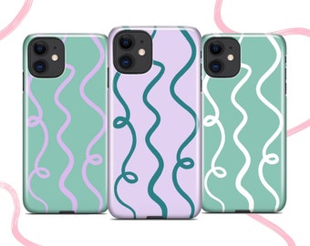 Squiggle Mint Green and Lilac Pattern Phone Case | iPhone Case | Samsung Case | Google Pixel Case