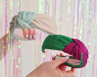 Tone Tone Glitter Festive Knot Headband Emerald Magenta Mint Pink