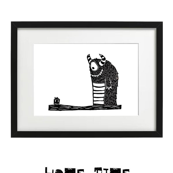 A4 Lino Print -  "Home Time!"