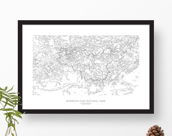 Mammoth Cave National Park, Kentucky | Topographic Print, Contour Map, Map Art | Home or Office Decor | Gift for Geology and Cave Lover