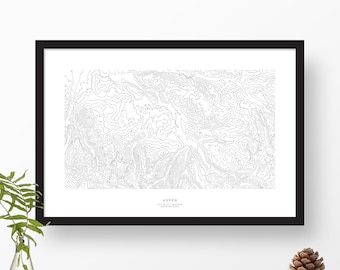 Aspen, Colorado | Topographic Print, Contour Map, Map Art | Home or Office Decor, Gift for Mountain Lover, Skiier, or Snowboarder