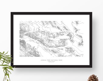 Joshua Tree National Park, California | Topographic Print, Contour Map, Map Art | Home or Office Decor, Gift for Wilderness Lover or Camper