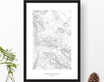 Mammoth Mountain, California | Topography, Topographic Print, Contour Map, Map Art | Home or Office Decor, Gift for Mountain Lover or Skier