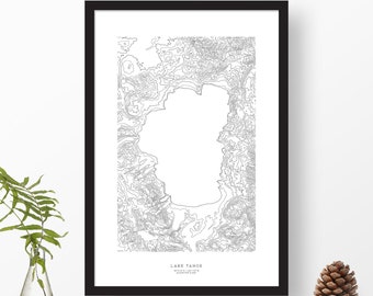 Lake Tahoe, California and Nevada | Topography, Topographic Print, Contour Map, Map Art | Home or Office Decor, Gift for Outdoor Enthusiast