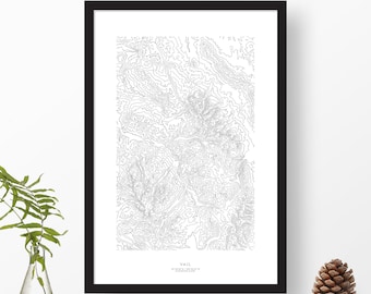 Vail, Colorado | Topography, Topographic Print, Contour Map, Map Art, Ski Map | Home or Office Decor, Gift for Mountain Lover or Skier