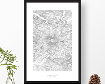 Mount Rainier, Washington | Topographic Print, Contour Map, Map Art | Home or Office Decor, Gift for Wilderness Lover, Camper, or Hiker