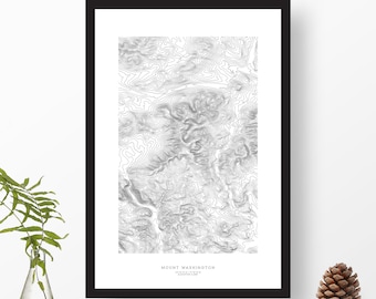 Mount Washington, New Hampshire | Topographic Print, Contour Map, Map Art | Home or Office Decor, Gift for Wilderness Lover or Hiker