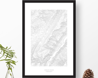 Spruce Knob, West Virginia | Topographic Print, Contour Map, Map Art | Home or Office Decor, Gift for Mountain Lover or Hiker