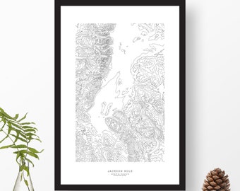 Jackson Hole, Wyoming | Topographic Print, Contour Map, Map Art | Home or Office Decor, Gift for Wilderness and Mountain Lover or Skiier