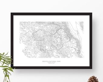 Sequoia National Park, California | Topographic Print, Contour Map, Map Art | Home or Office Decor, Gift for Wilderness Lover or Hiker